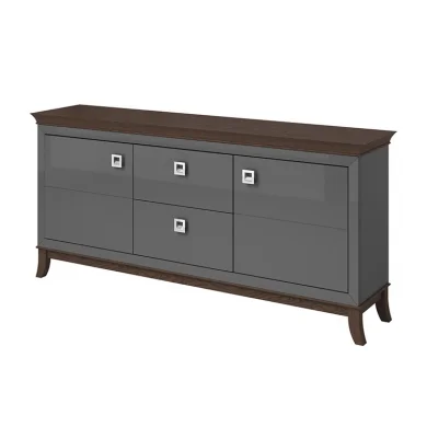 Madia 180x92h cm 2 ante 2 cassetti  design moderno antracite lucido rovere scuro Umag