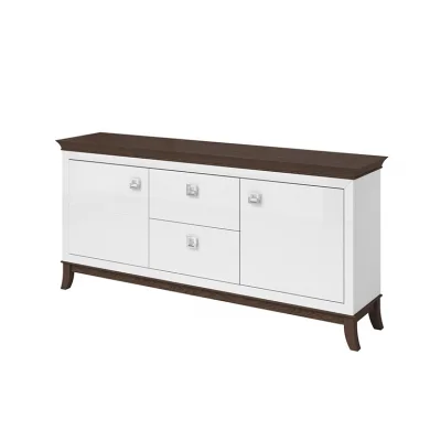 Madia 180x92h cm 2 ante 2 cassetti moderna bianco lucido rovere scuro Umag