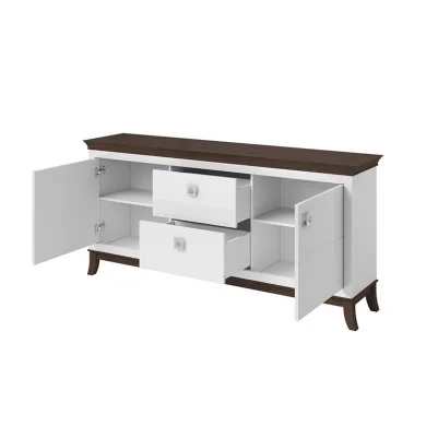 Madia 180x92h cm 2 ante 2 cassetti moderna bianco lucido rovere scuro Umag