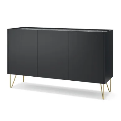 Madia 144x83h cm moderna sogggiorno nero effetto marmo Sirena
