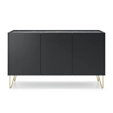 Madia 144x83h cm moderna sogggiorno nero effetto marmo Sirena