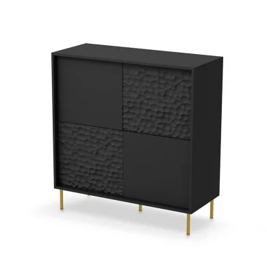 Madia 100x105h cm moderna soggiorno nero oro Osaka