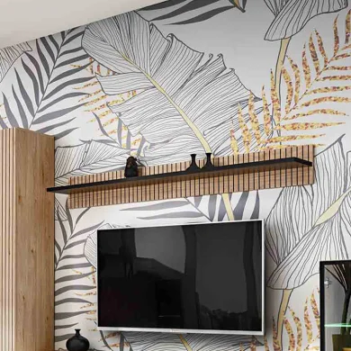 Mensola 160x20h cm moderna noce con stampa nera Mendes