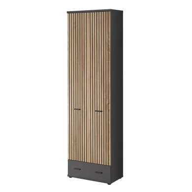 Mobile ingresso 210x203h cm con specchio rovere antracite stampa a righe California Gihome®