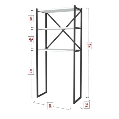 Mobile lavatrice 66x160h cm industrial metallo bianco Canarie