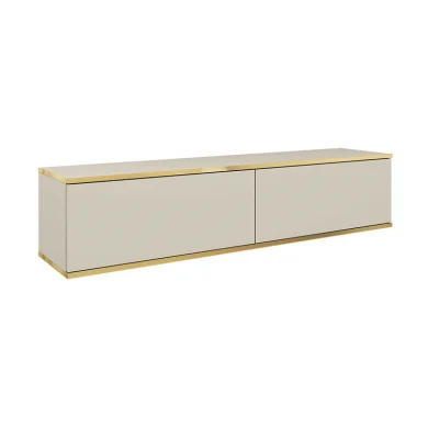 Mobile porta TV sospeso 135x30h cm 2 ante moderno beige oro Linus