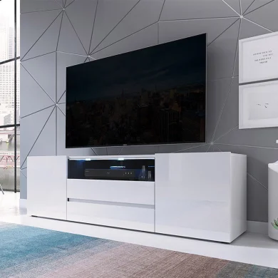 Mobile porta TV 137x43h cm moderno soggiorno bianco Rice