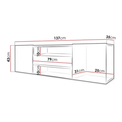 Mobile porta TV 137x43h cm moderno soggiorno bianco Rice