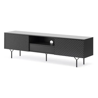 Mobile porta TV 180x51h cm moderno antracite frassinato nero Parigi