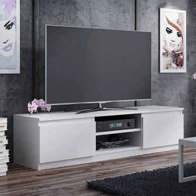 Mobile porta TV 140x36h cm 2 ante 2 vani moderno bianco Hippo
