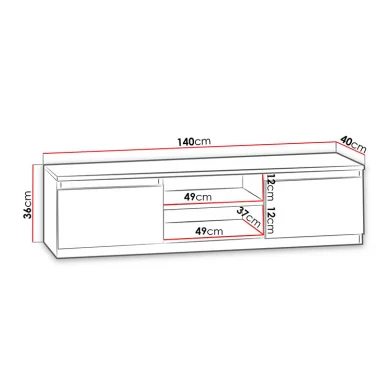 Mobile porta TV 140x36h cm 2 ante 2 vani moderno bianco Hippo