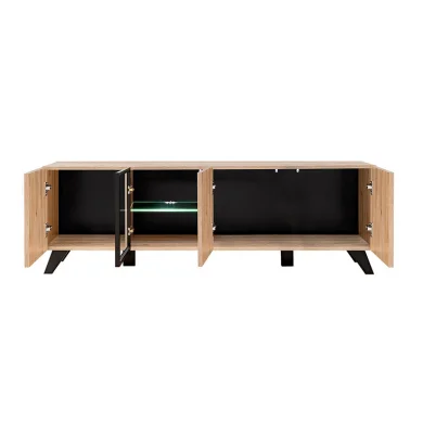 Mobile porta TV 160x52h cm soggiorno noce con stampa nera Mendes