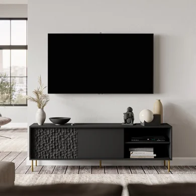Mobile porta TV 180x58h cm soggiorno nero oro Osaka