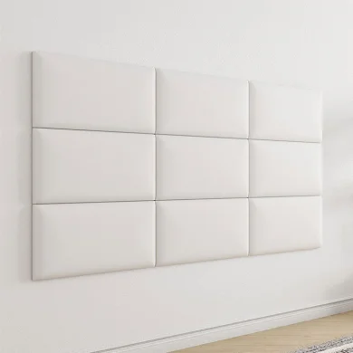 Set 3 pannelli 50x30cm decorativi da parete in ecopelle bianco Lion
