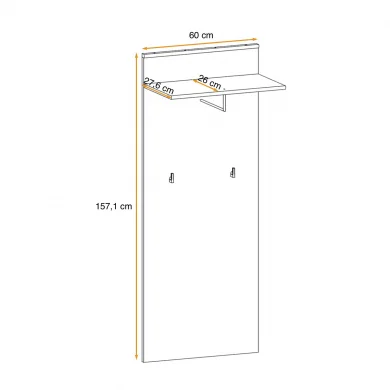 Pannello parete con mensola e appendiabiti 60x157h cm antracite California Gihome®