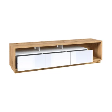 Parete attrezzata 251x196h cm moderna bianco lucido rovere Favorita