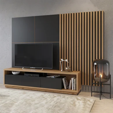 Parete attrezzata 251x196h cm moderna rovere nero Favorita