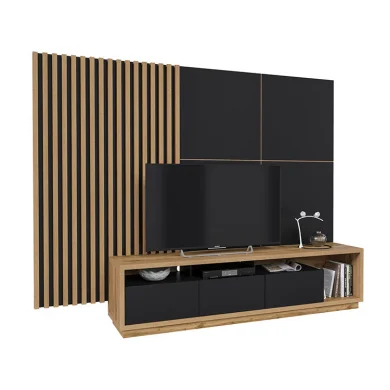 Parete attrezzata 251x196h cm moderna rovere nero Favorita