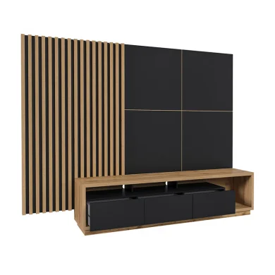 Parete attrezzata 251x196h cm moderna rovere nero Favorita