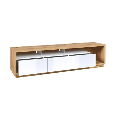 Parete attrezzata 200x196h cm soggiorno bianco lucido rovere Favorita