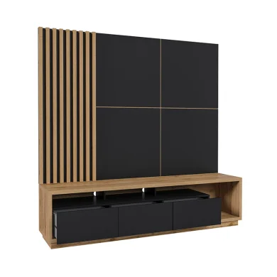 Parete attrezzata 200x196h cm soggiorno rovere nero Favorita