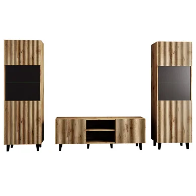 Parete attrezzata 290x183h cm moderna cannettato quercia Essence