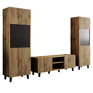 Parete attrezzata 290x183h cm moderna cannettato quercia Essence