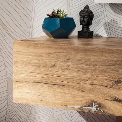 Parete attrezzata 210x162h cm soggiorno con led blu scuro rovere Feola