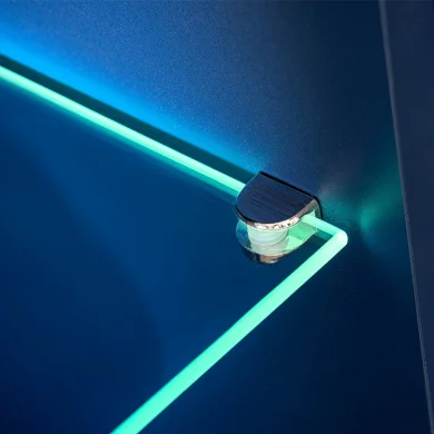 Parete attrezzata 210x162h cm soggiorno con led blu scuro rovere Feola