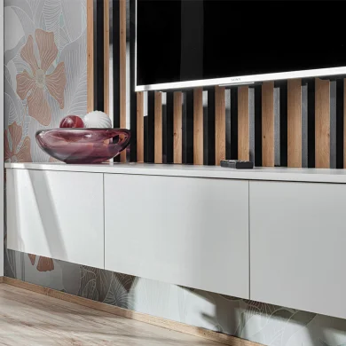 Parete attrezzata sospesa 220x148h cm nero rovere grigio perla Violina