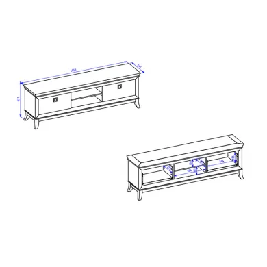 Mobile porta TV 196x63h cm 2 cassetti antracite lucido rovere scuro Umag
