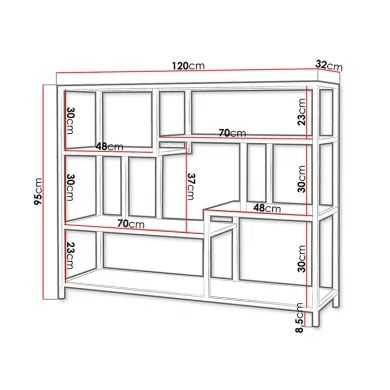 Scaffale libreria 120x95h cm design industrial rovere nero Mouse