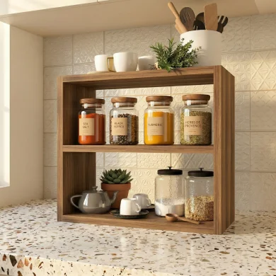 Scaffale da cucina 44x40h cm portaspezie moderno noce Grecia