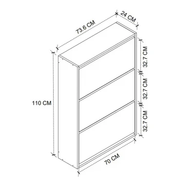 Scarpiera ingresso 74x110h cm moderna antracite Palmaria