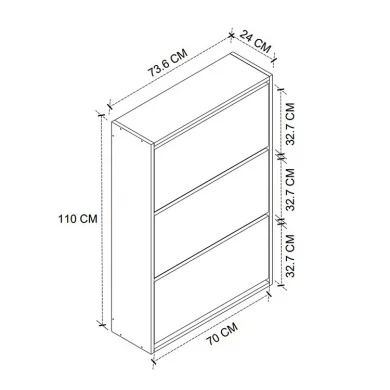 Scarpiera ingresso 74x110h cm moderna bianco Palmaria
