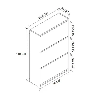 Scarpiera ingresso 74x110h cm moderna noce Palmaria