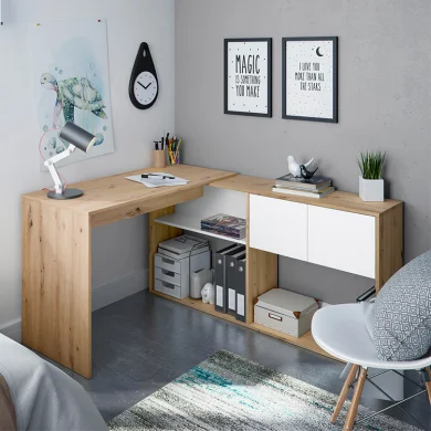 Scrivania ufficio moderna reversibile rovere bianco artico Grom