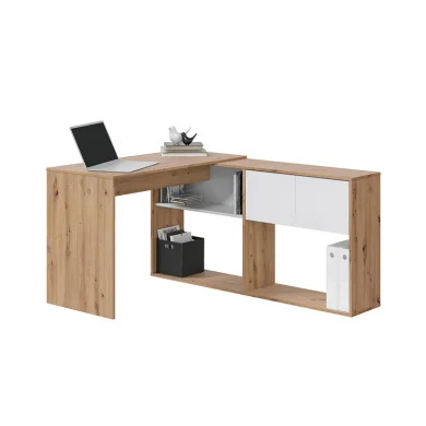 Scrivania ufficio moderna reversibile rovere bianco artico Grom