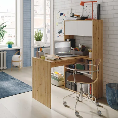 Scrivania ufficio moderna reversibile rovere bianco artico Grom