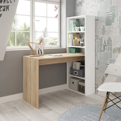 Scrivania ufficio salvaspazio moderna 120x144cm rovere bianco Jolie