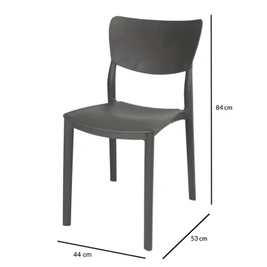 Set 4 sedie da giardino esterno bar dehors impilabili plastica grigia Tania