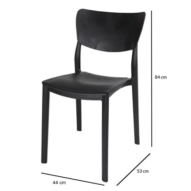Sedia da giardino esterno bar dehors impilabile plastica nera Tania