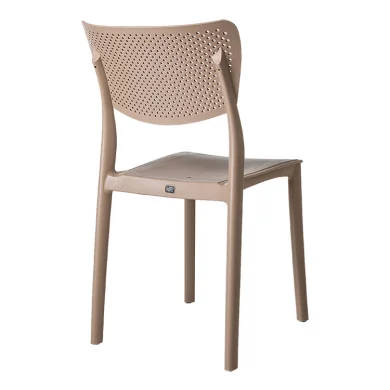 Set 4 sedie da giardino esterno bar dehors impilabili plastica tortora Aura