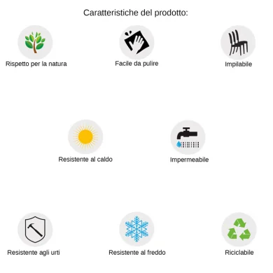 Set 4 sedie da giardino esterno bar dehors impilabili plastica tortora Aura