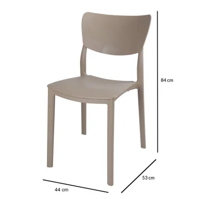 Sedia da giardino esterno bar dehors impilabile polipropilene beige tortora Tania