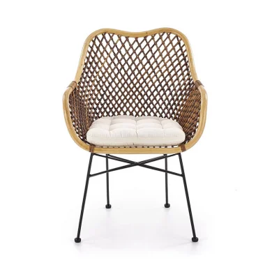 Sedia da pranzo moderna in rattan marrone Polla