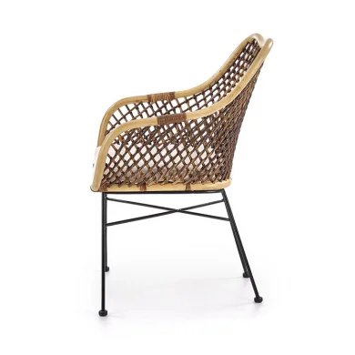 Sedia da pranzo moderna in rattan marrone Polla