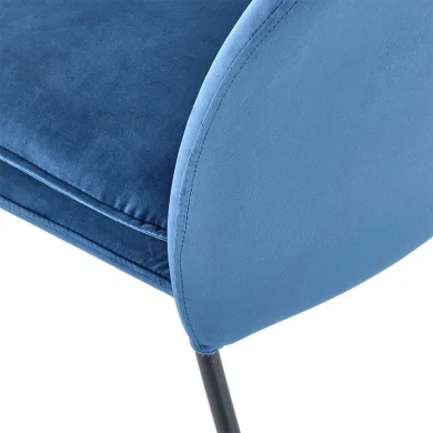 Set 4 sedie da sala moderne in tessuto blu navy Orco