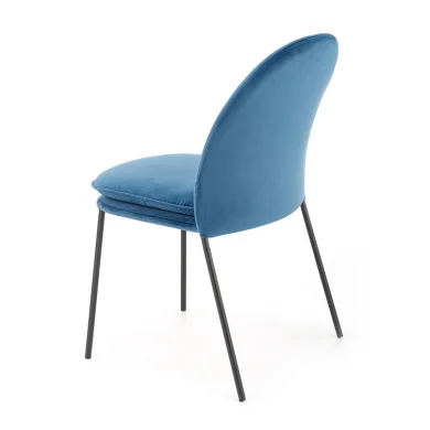Set 4 sedie da sala moderne in tessuto blu navy Orco