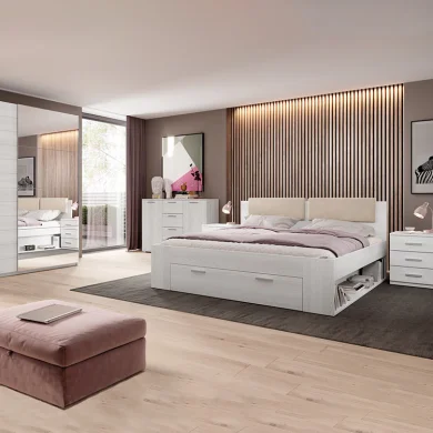 Set 2 comodini 46x56h cm 3 cassetti pino bianco Cortina Gihome®